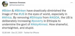 محلل أمريكي يصف تحرك الحكومة الأمريكية الأخير تجاه إثيوبيا بأنه &quot;مخجل&quot;